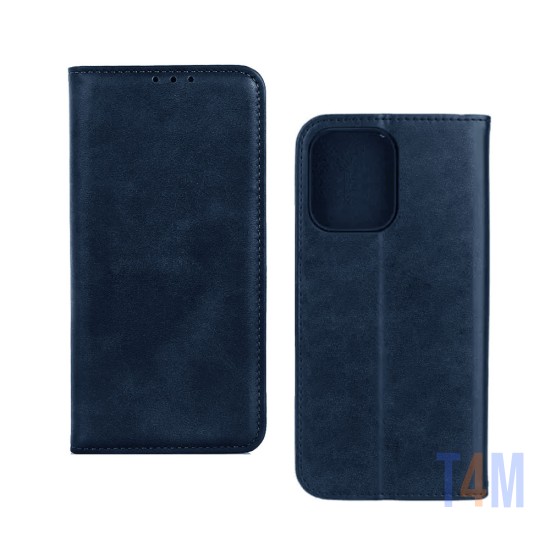 Leather Flip Cover with Internal Pocket for Apple iPhone 14 Pro Max Blue